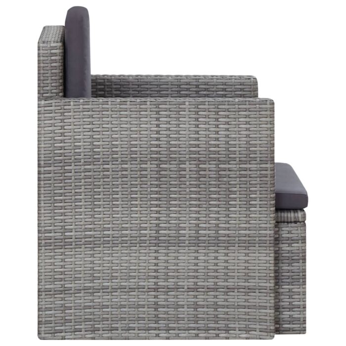 Chaise de jardin avec coussins Résine tressée Gris – Image 2