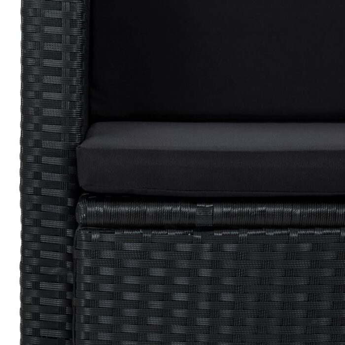 Canapé de jardin à 2 places avec coussins Noir Résine tressée – Image 5