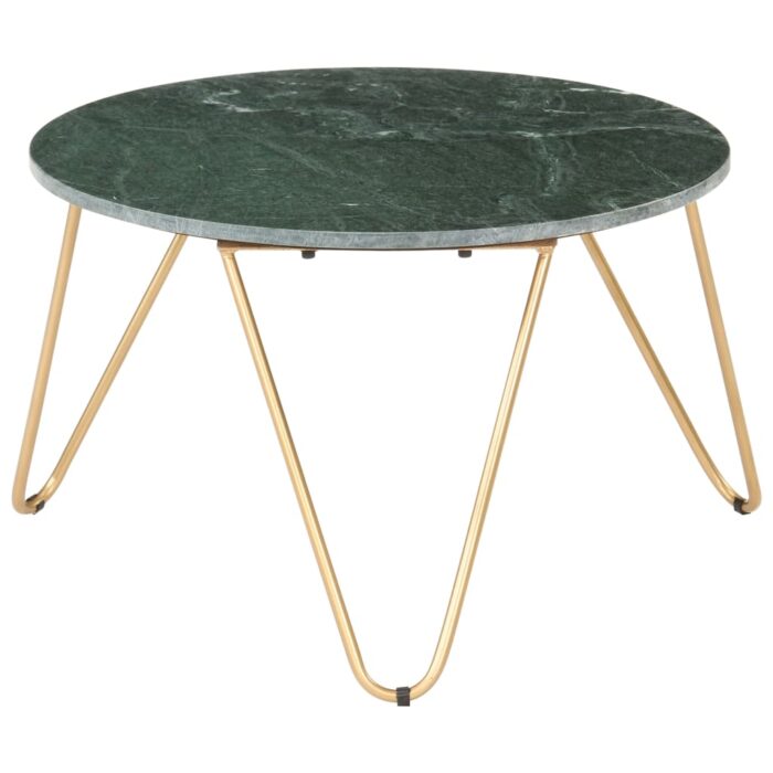 Table basse Vert 65x65x42 cm Pierre véritable et texture marbre – Image 1