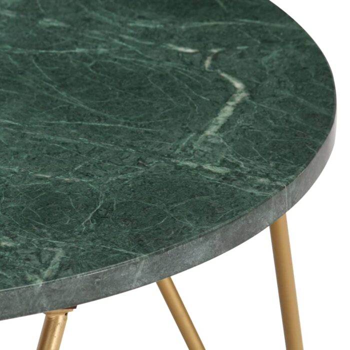Table basse Vert 65x65x42 cm Pierre véritable et texture marbre – Image 2