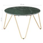 Table basse Vert 65x65x42 cm Pierre véritable et texture marbre – Image 3