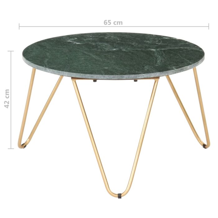 Table basse Vert 65x65x42 cm Pierre véritable et texture marbre – Image 3