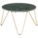Table basse Vert 65x65x42 cm Pierre véritable et texture marbre – Image 4
