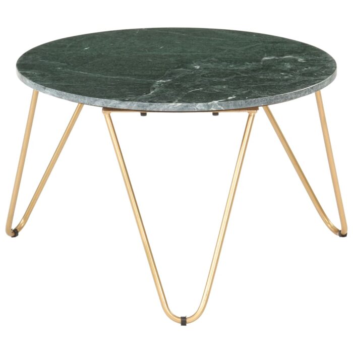 Table basse Vert 65x65x42 cm Pierre véritable et texture marbre – Image 4