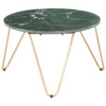 Table basse Vert 65x65x42 cm Pierre véritable et texture marbre – Image 5