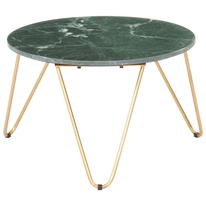 Table basse Vert 65x65x42 cm Pierre véritable et texture marbre – Image 5