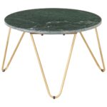Table basse Vert 65x65x42 cm Pierre véritable et texture marbre – Image 6
