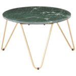 Table basse Vert 65x65x42 cm Pierre véritable et texture marbre – Image 7