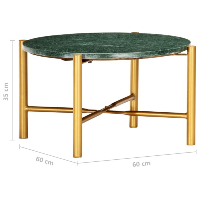 Table basse Vert 60x60x35 cm Pierre véritable et texture marbre – Image 5