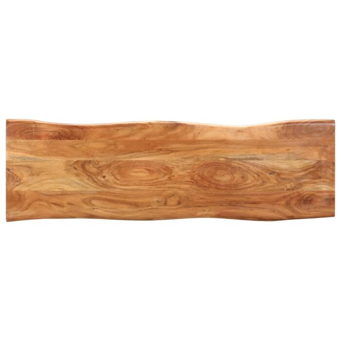 Banc au bord naturel du bois 110 cm Bois d'acacia solide acier – Image 2