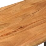 Banc au bord naturel du bois 110 cm Bois d'acacia solide acier – Image 4