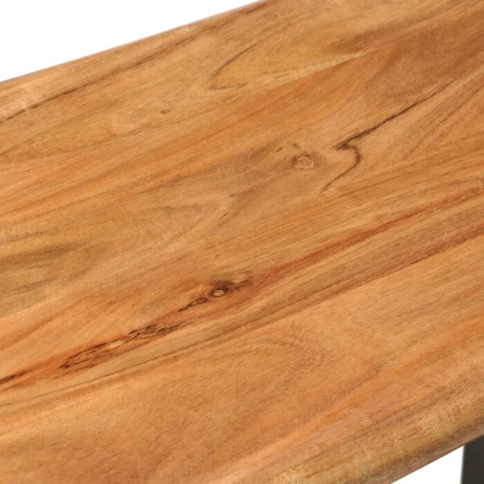 Banc au bord naturel du bois 110 cm Bois d'acacia solide acier – Image 4
