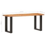 Banc au bord naturel du bois 110 cm Bois d'acacia solide acier – Image 6