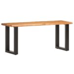 Banc au bord naturel du bois 110 cm Bois d'acacia solide acier – Image 7