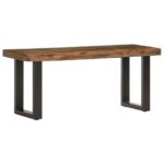 Banc 110 cm Bois de récupération solide et acier – Image 10