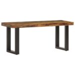 Banc 110 cm Bois de récupération solide et acier – Image 7