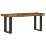 Banc 110 cm Bois de récupération solide et acier – Image 8