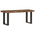 Banc 110 cm Bois de récupération solide et acier – Image 9