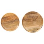 Tables d'appoint rondes 2 pcs Bois de manguier solide et acier – Image 5
