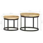 Tables d'appoint rondes 2 pcs Bois de manguier solide et acier – Image 8