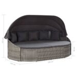 Chaise longue d'extérieur avec auvent Résine tressée Gris – Image 8