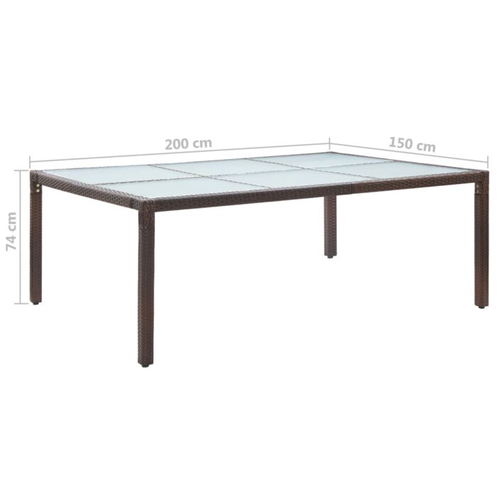 Table à dîner d'extérieur Marron 200x150x74 cm Résine tressée – Image 4