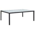 Table à dîner d'extérieur Noir 200x150x74 cm Résine tressée