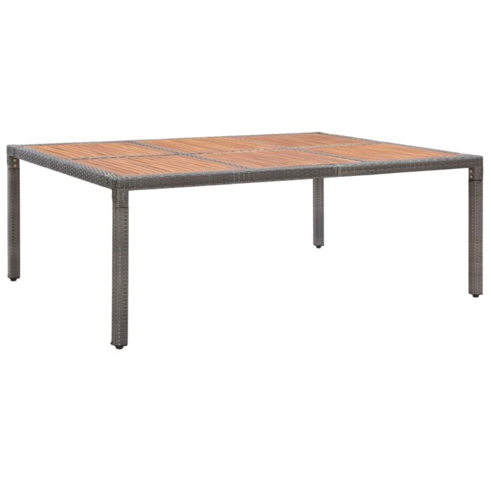 Table de jardin Gris 200x150x74 cm Résine tressée et acacia – Image 1