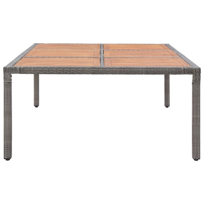 Table de jardin Gris 200x150x74 cm Résine tressée et acacia – Image 2