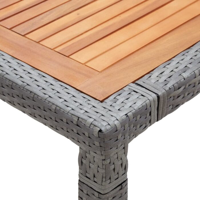 Table de jardin Gris 200x150x74 cm Résine tressée et acacia – Image 4