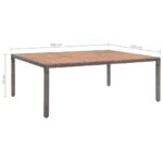 Table de jardin Gris 200x150x74 cm Résine tressée et acacia – Image 5