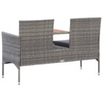 Banc de jardin 2 places et table à thé 143 cm poly rotin gris – Image 3