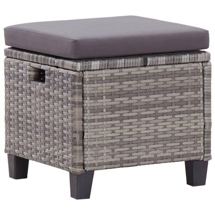 Salon de jardin 6 pcs avec coussins Résine tressée Gris foncé – Image 10