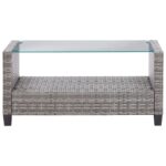 Salon de jardin 6 pcs avec coussins Résine tressée Gris foncé – Image 9