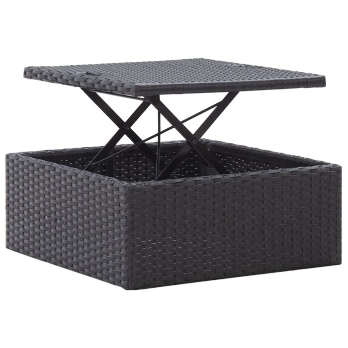 Lit de jardin avec toit Noir Résine tressée – Image 9