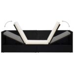 Lit de jardin avec coussin et oreillers Résine tressée Noir – Image 5