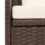 Lit de jardin avec coussin et oreillers Résine tressée Marron – Image 8