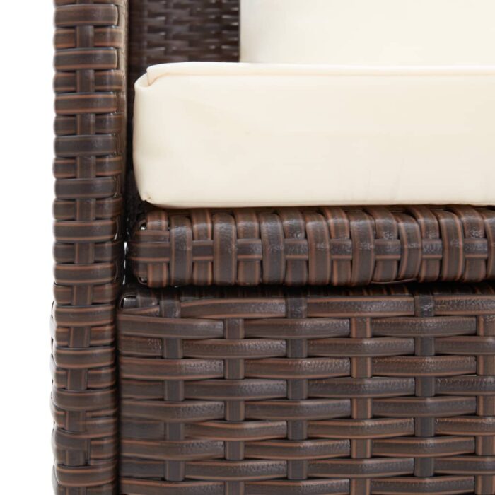 Lit de jardin avec coussin et oreillers Résine tressée Marron – Image 8