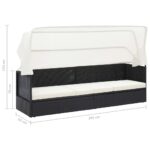 Canapé de jardin avec auvent Noir Résine tressée – Image 7