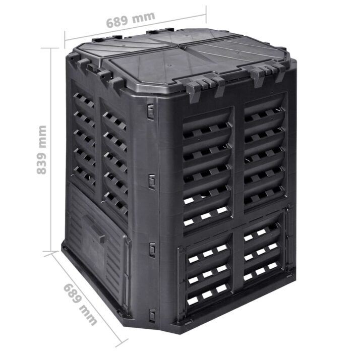 Composteur de jardin Noir 68,9x68,9x83,9 cm 360 L – Image 6