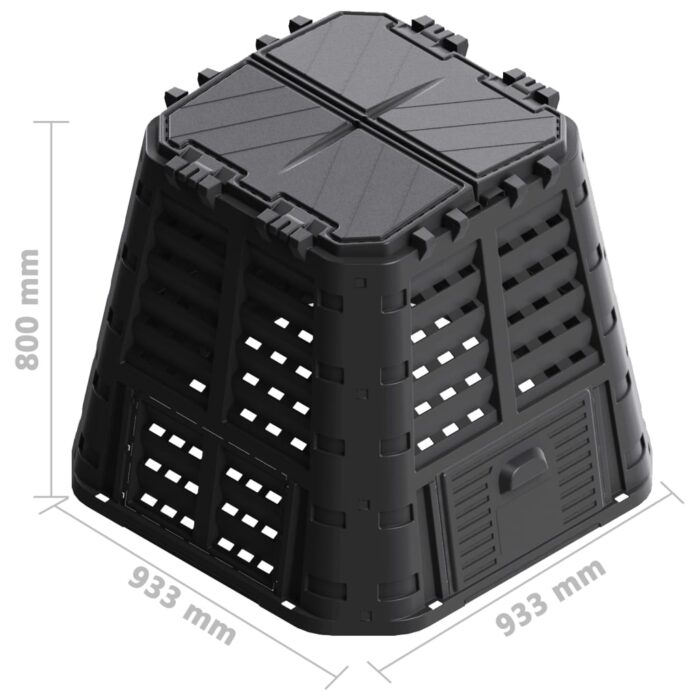 Composteur de jardin Noir 93,3x93,3x80 cm 480 L – Image 9
