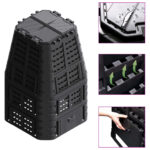 Composteur de jardin Noir 93,3x93,3x146 cm 1000 L