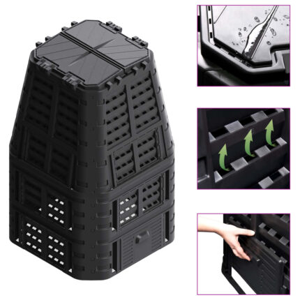 Composteur de jardin Noir 93,3x93,3x146 cm 1000 L