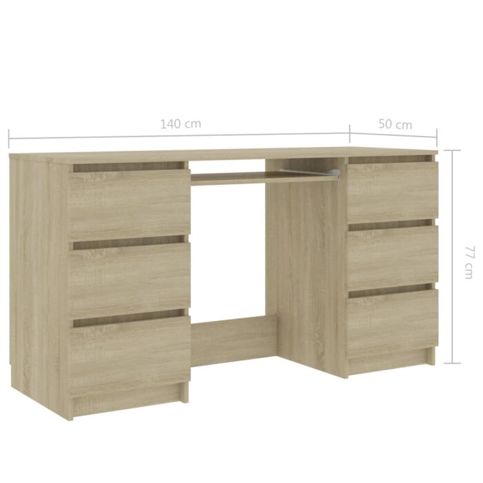 Bureau Chêne sonoma 140x50x77 cm Bois d'ingénierie – Image 4