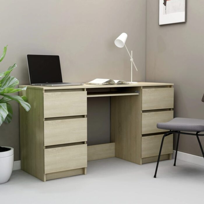 Bureau Chêne sonoma 140x50x77 cm Bois d'ingénierie – Image 1