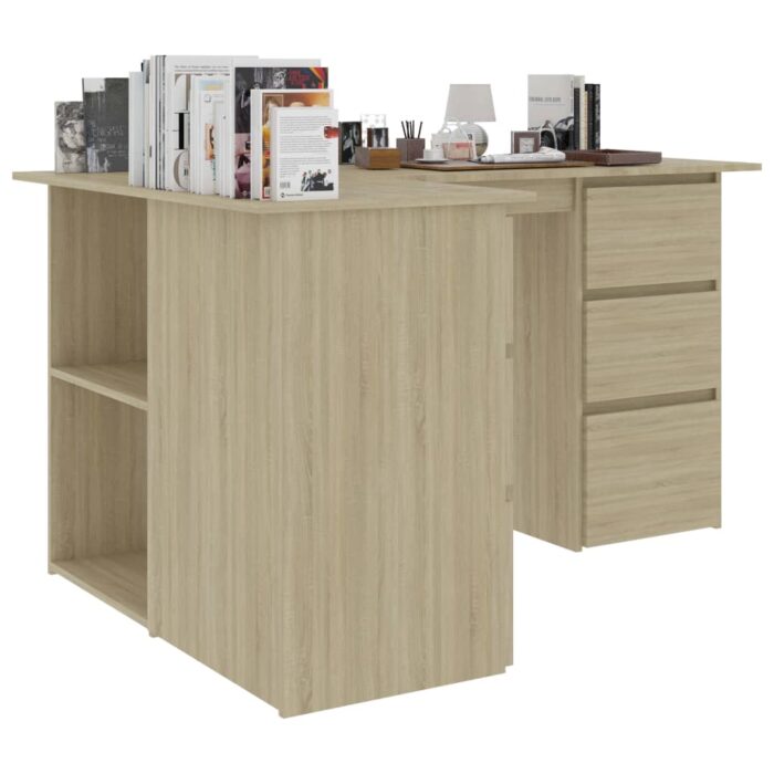 Bureau d'angle Chêne sonoma 145x100x76 cm Bois d'ingénierie – Image 2