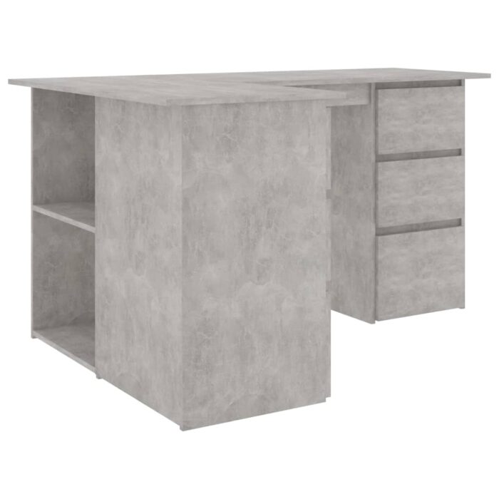 Bureau d'angle Gris béton 145x100x76 cm Bois d'ingénierie – Image 4