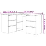 Bureau d'angle Gris béton 145x100x76 cm Bois d'ingénierie – Image 7