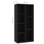 Bibliothèque Noir 50x25x106 cm Bois d'ingénierie – Image 4