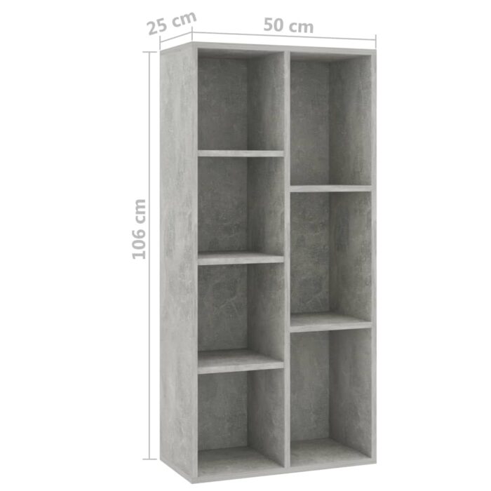Bibliothèque Gris béton 50x25x106 cm Bois d’ingénierie – Image 4